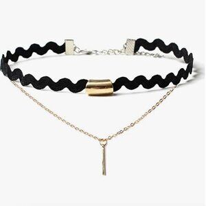 4/$20 Black choker gold wavy double hot topic
